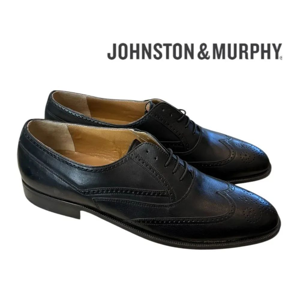 New Domani by Johnston & Murphy Italian Black Oxford Dress Shoes 10  10N